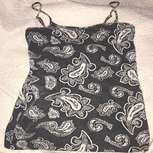 Tank top / floral / grey and white